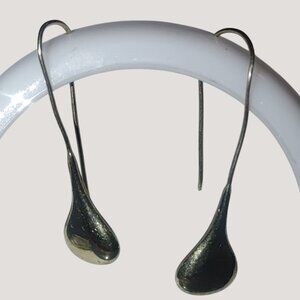 Teardrop Hook Earrings Long Sterling Silver Inch and Half Adjustable Bends